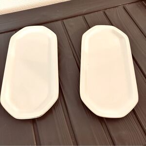 2 Monaco Toscany Collection Serving Platter white w gold trim.